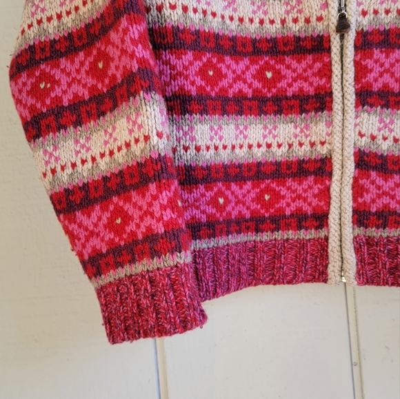 Eddie Bauer Fair Isle Lambswool Zip Up Sweater - Picture 4 of 5